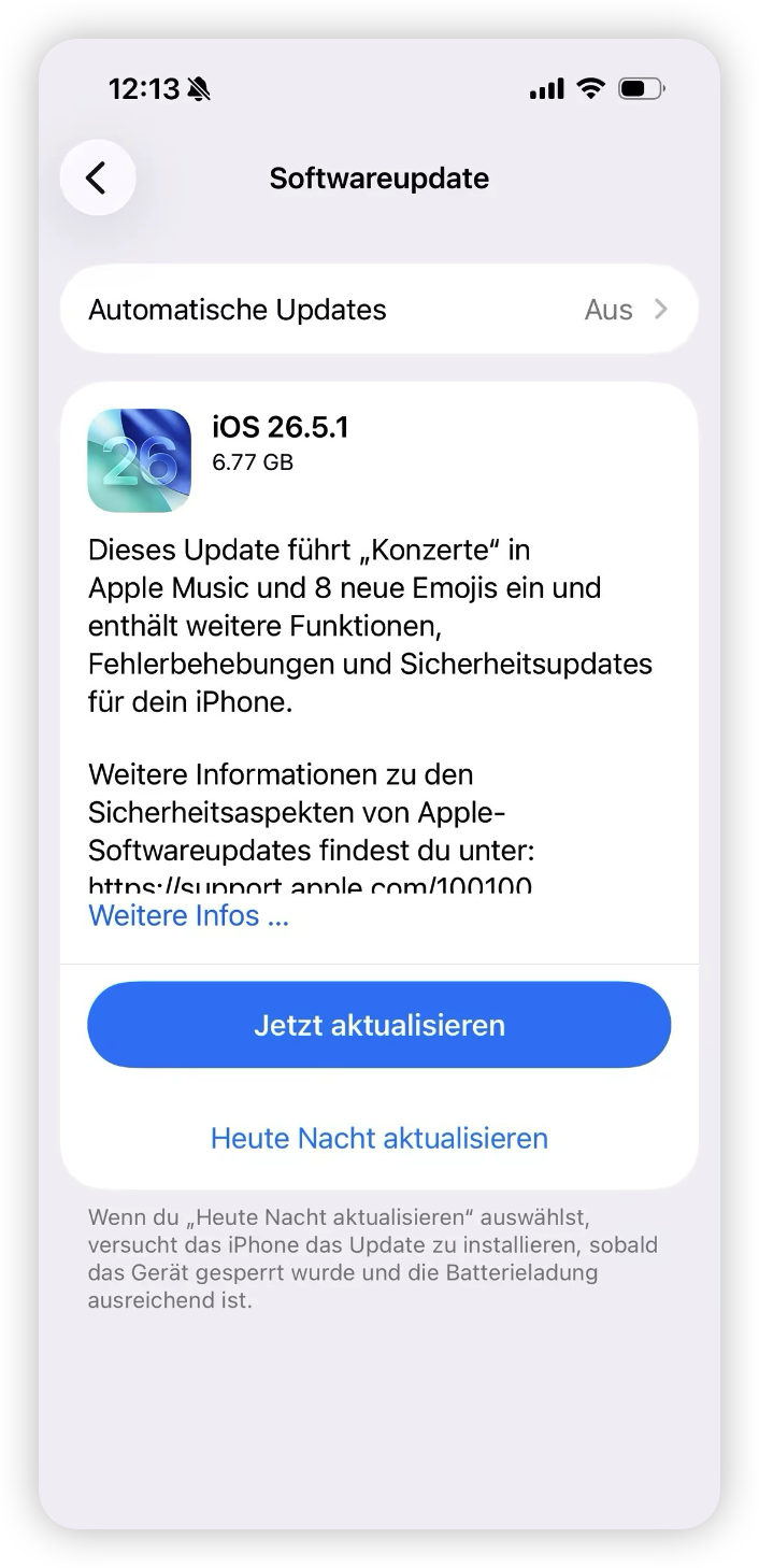 Update auf iOS 26.5.1
