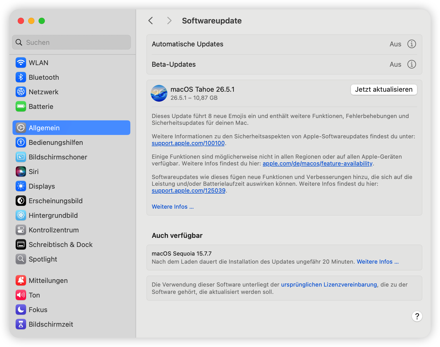 Auf macOS 26.5.1 aktualisieren