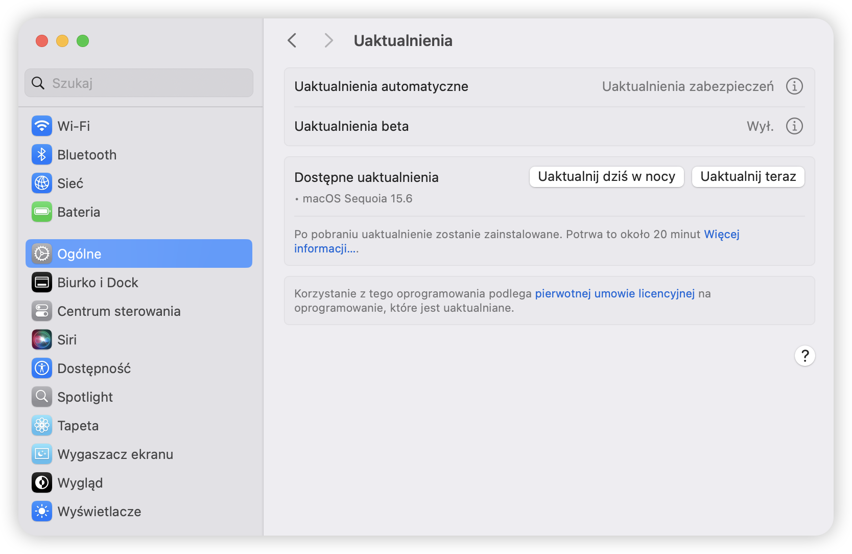 Aktualizacja do macOS Sequoia 15.6