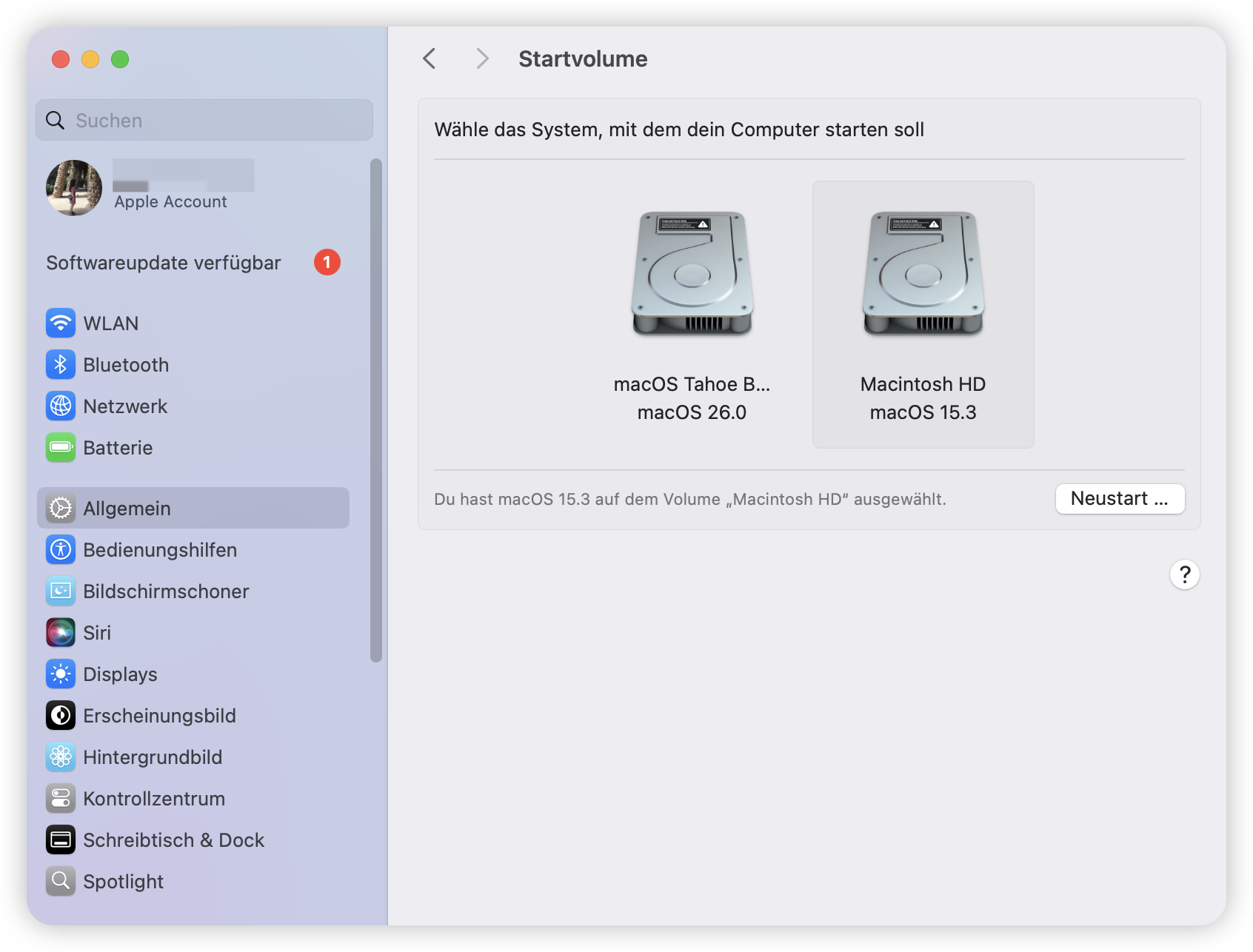 Wechseln zwischen zwei macOS Versionen auf meinem Mac