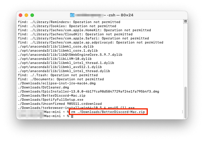 Delete Large Files with Terminal