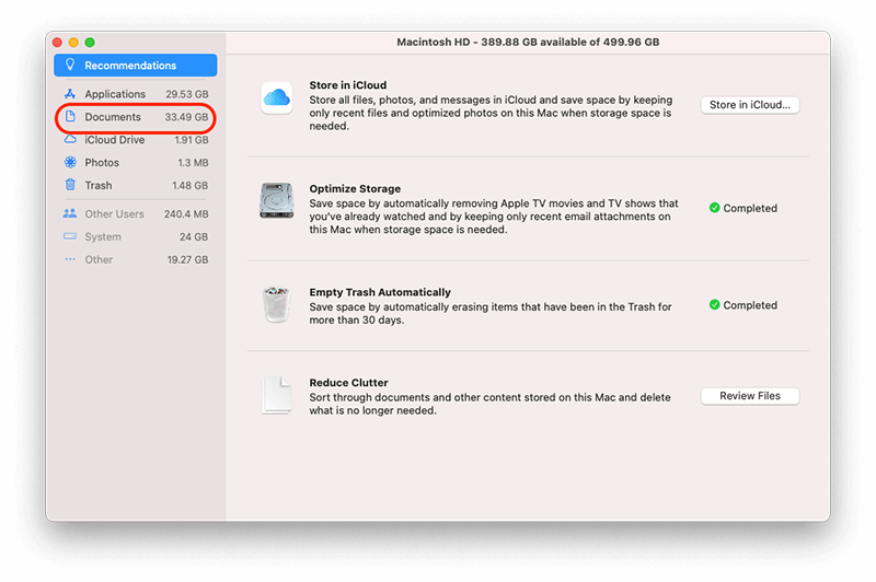 how to find big files and clean space on mac