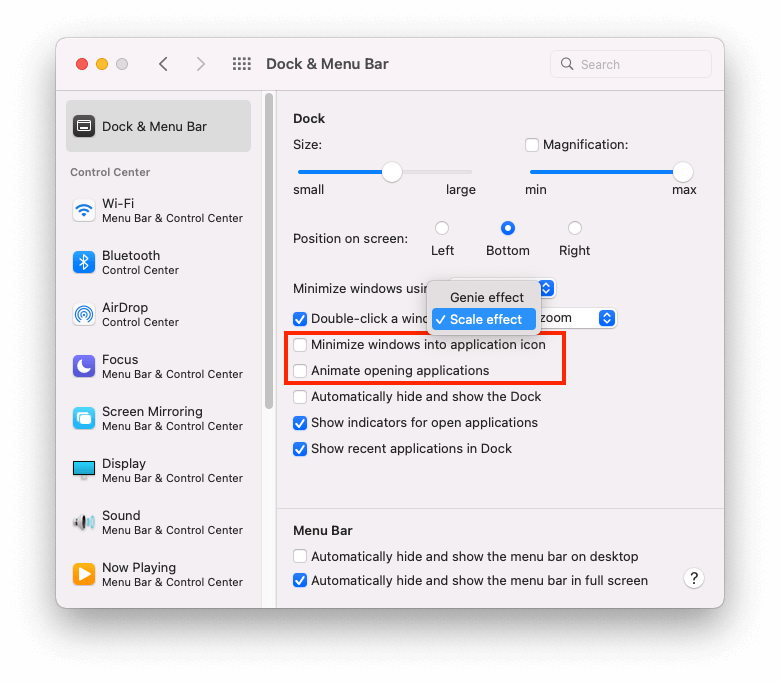 Speed up macOS Monterey - Reduce Visual Effects