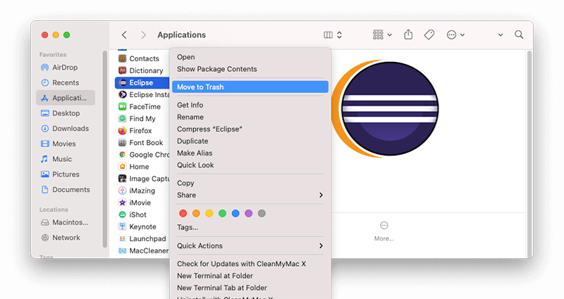 Uninstall Eclipse on Mac in a Manual Way